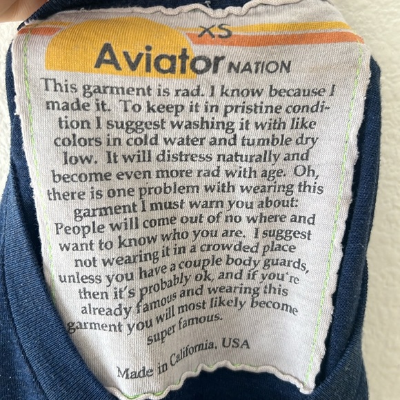 Aviator Nation super soft triblend tee lightning bolt navy rainbow - Picture 7 of 12